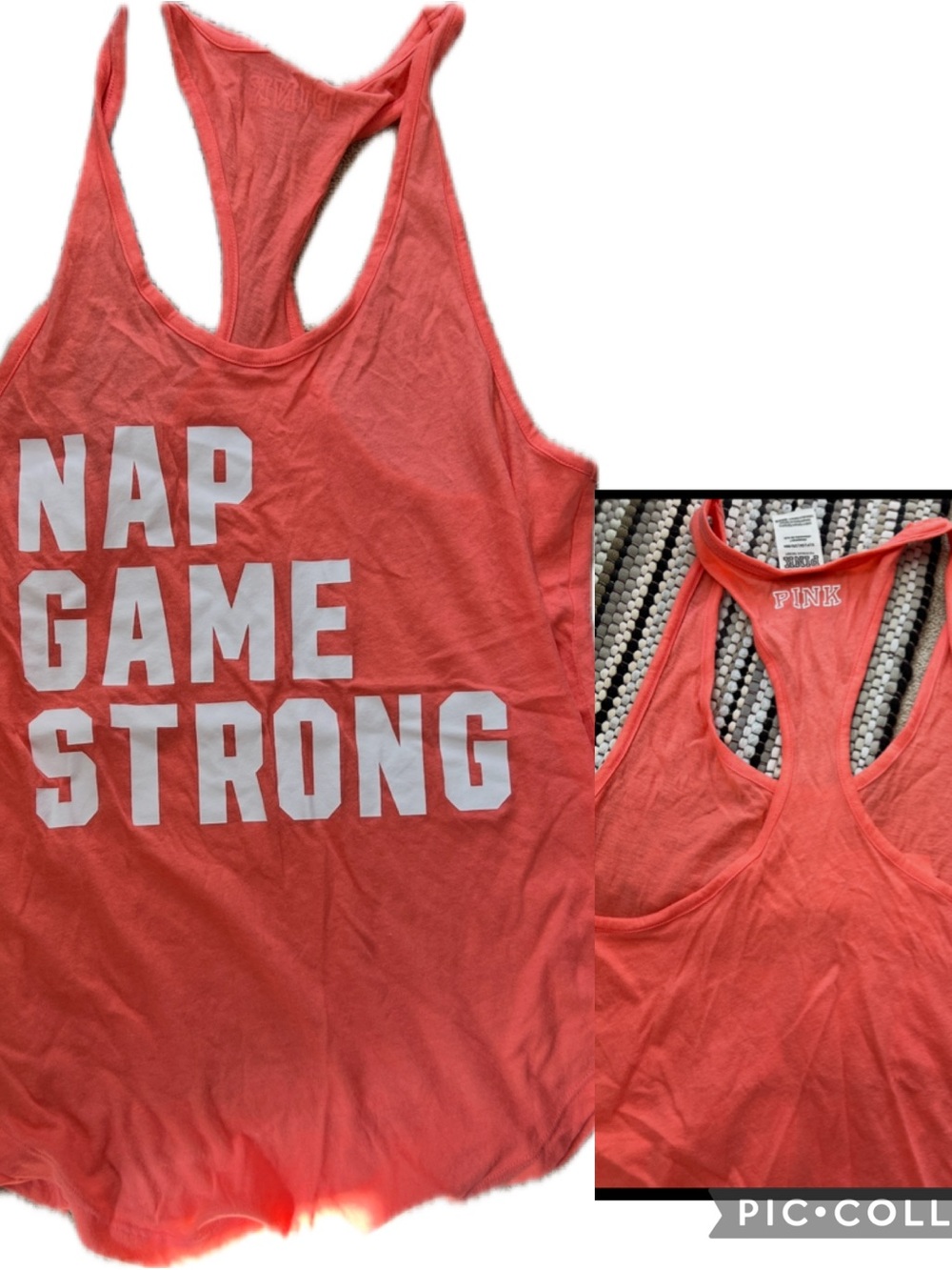 NWT VS PINK RACERBACK TANK SZ SM NAP GAME STRONG 2017